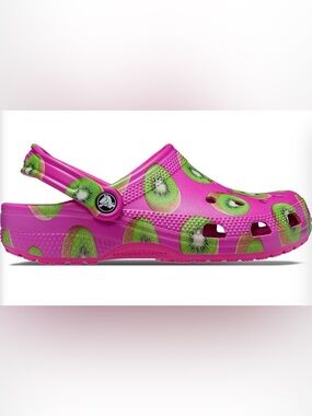Crocs Hyper Real Kiwi Pink Clogs Jibbitz Women’s 7 Men’s 5 Rare Fruit Summer